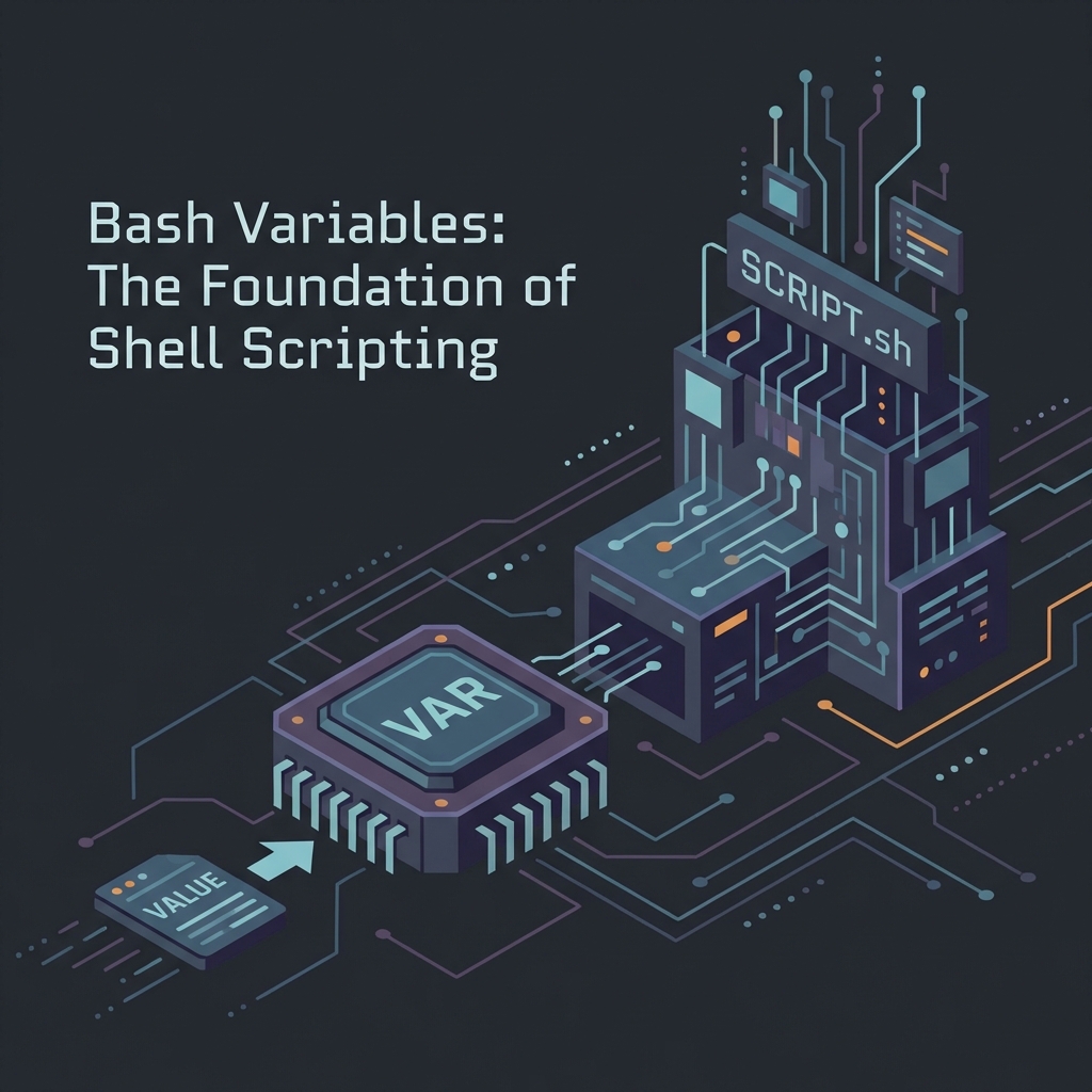 Abstract illustration of a bash variable assignment