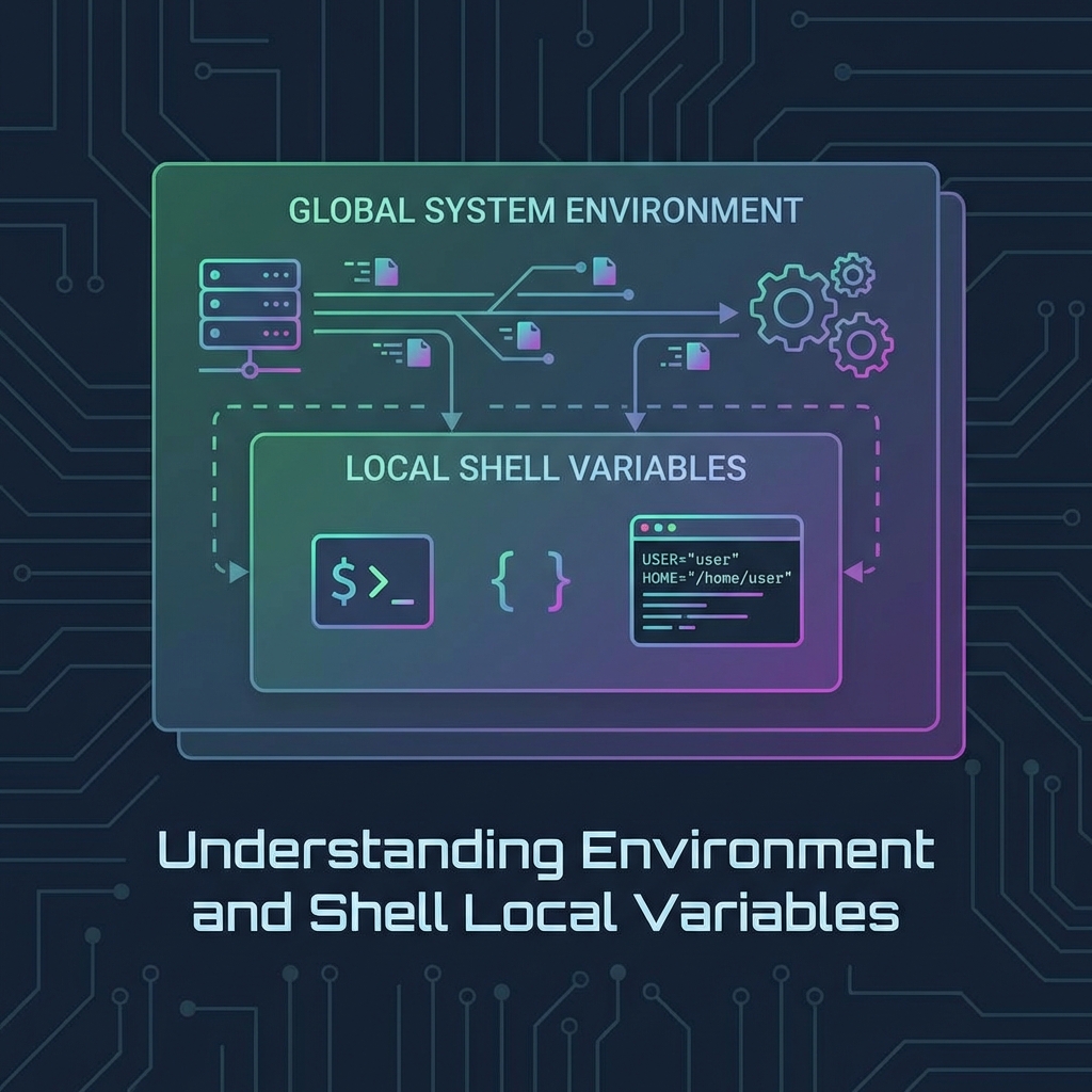 Diagram showing global vs local shell variable scope
